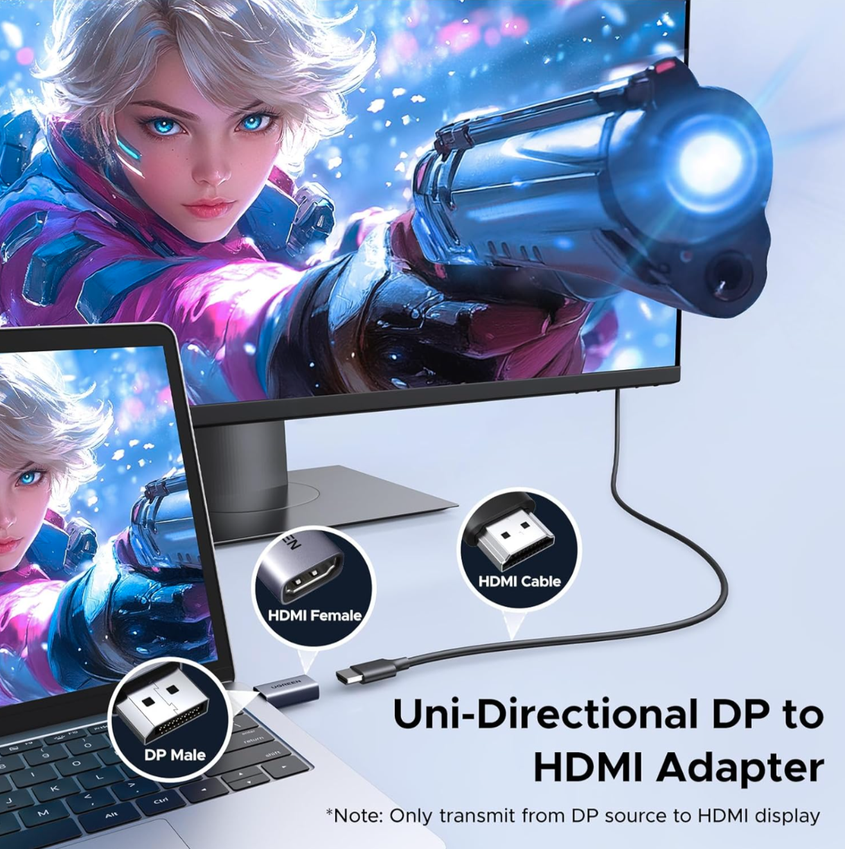 Đầu đổi Displayport sang HDMI (Female) Ugreen 55935 (1 bộ - 2 cái đầu chuyển) - Hàng chính hãng