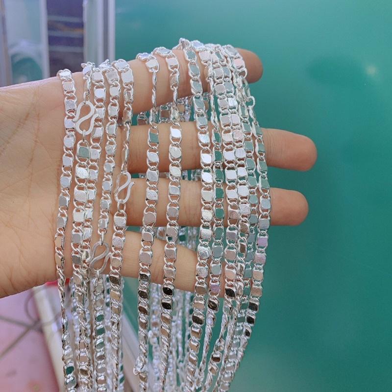 Dây chuyền bạc dạng dẹt hạt mè cho bé yêu chuẩn bạc ta nguyên chất