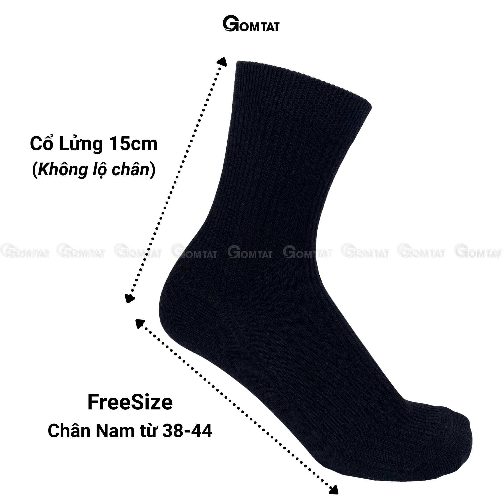 Tất Vớ Nam Nữ Cổ Lửng GOMTAT Mẫu Gân Chìm, Chất Liệu Cotton Cao Cấp Thoáng Khí - FIVE-TAY10-LUNG