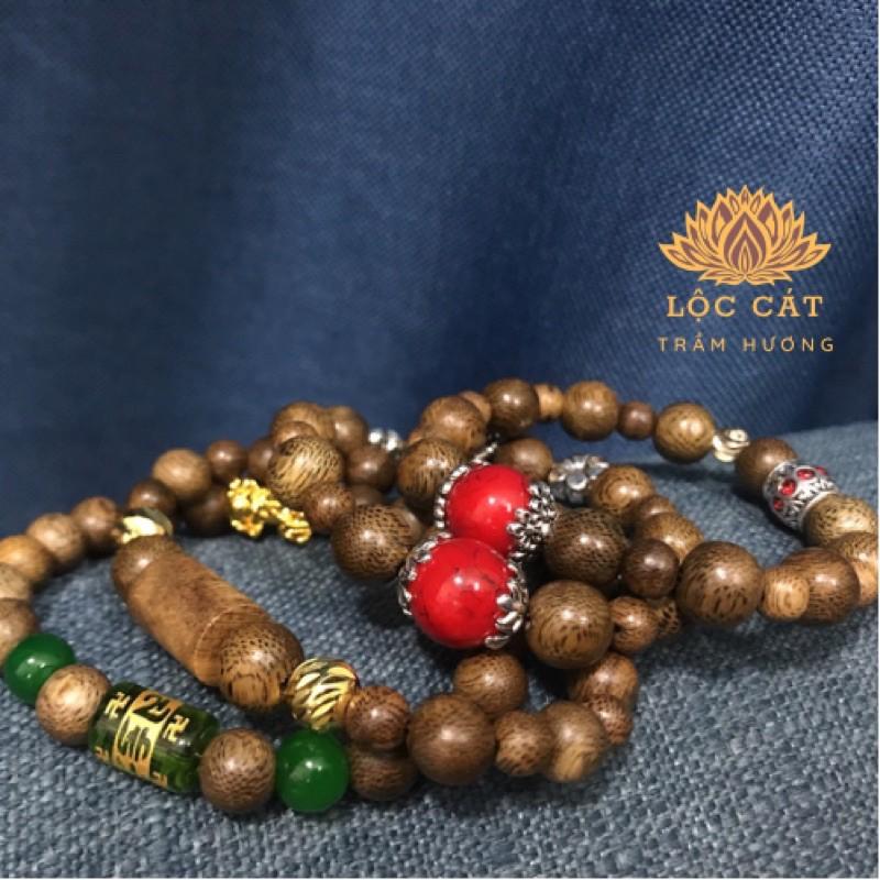 Vòng tay trầm hương tốc việt thơm vân đẹp mix charm lu thống trầm/ đá phong thuỷ