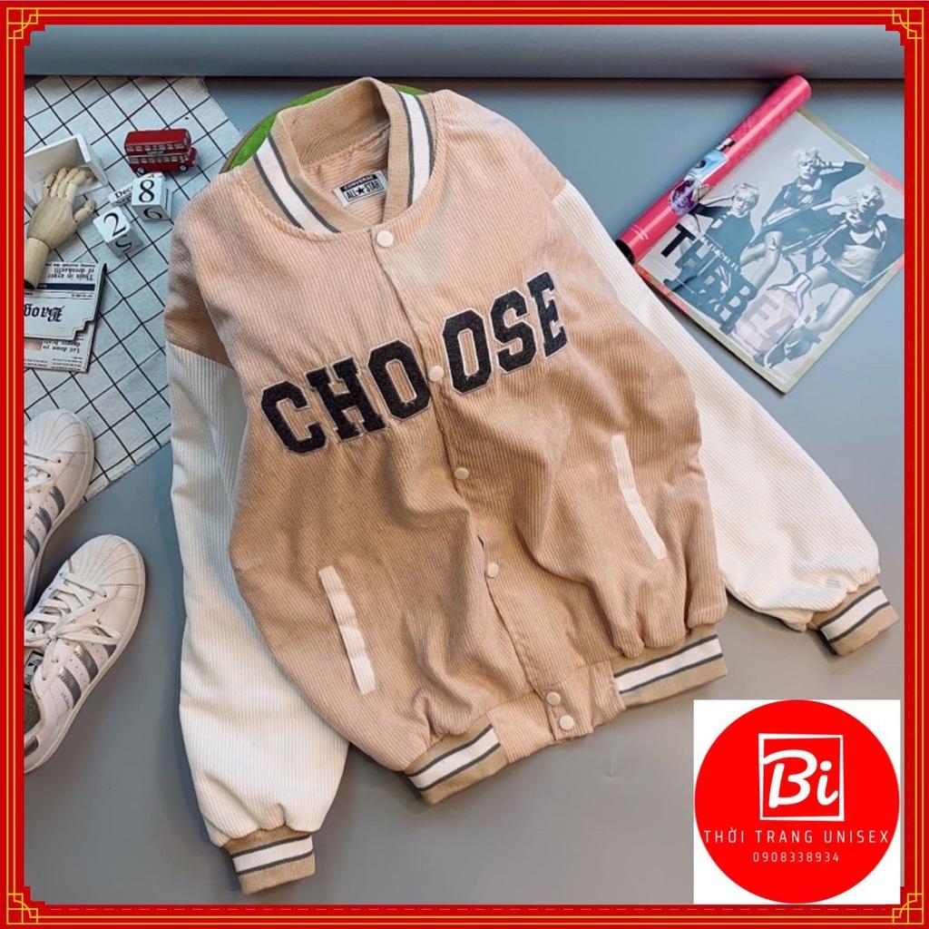 Áo Khoác Unisex Nhung Tăm QC May 2 Lớp_Thêu Chữ CHOOSE Siêu Hot_Chất Dày Mịn Cao Cấp_Freesize 42-78Kg Nam/Nữ Mang Cặp Ok