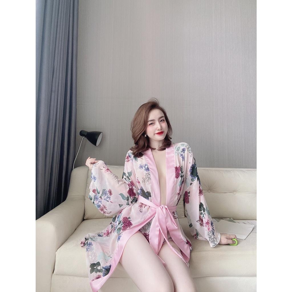 Áo choàng Voan phối satin kèm quần cao cấp siêu sexy giá rẻ