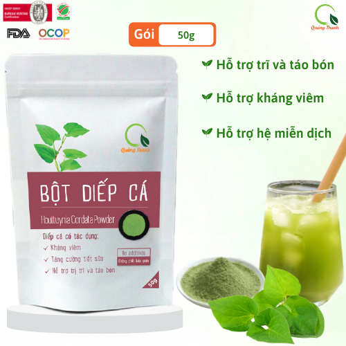 Bột diếp cá sấy lạnh Quảng Thanh - Bịch 50gr, thanh nhiệt giải độc kháng viêm, khắc tinh của trĩ và táo bón