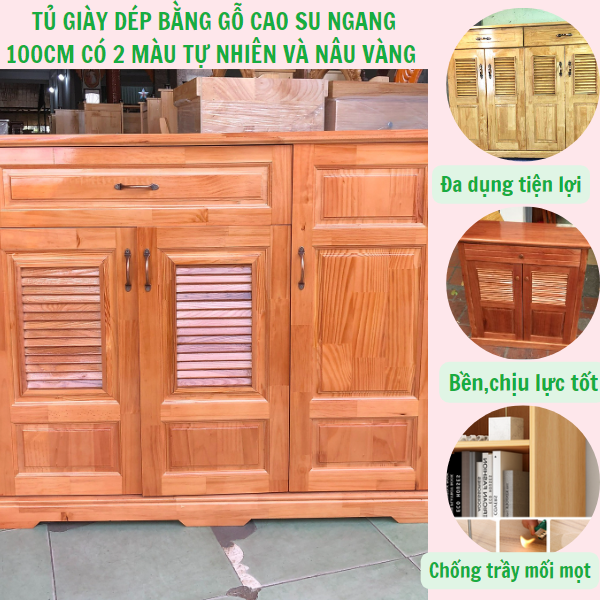 Tủ Giày Dép Ngang 1M Hiện Đại Chống Bụi Ở Cửa Nhà,Chung Cư,Ký Túc Xá Giá Kinh Tế Gỗ Cao Su Nhiều Tầng Để Lưu Trữ Đồ - Có 2 màu cho bạn lựa chọn