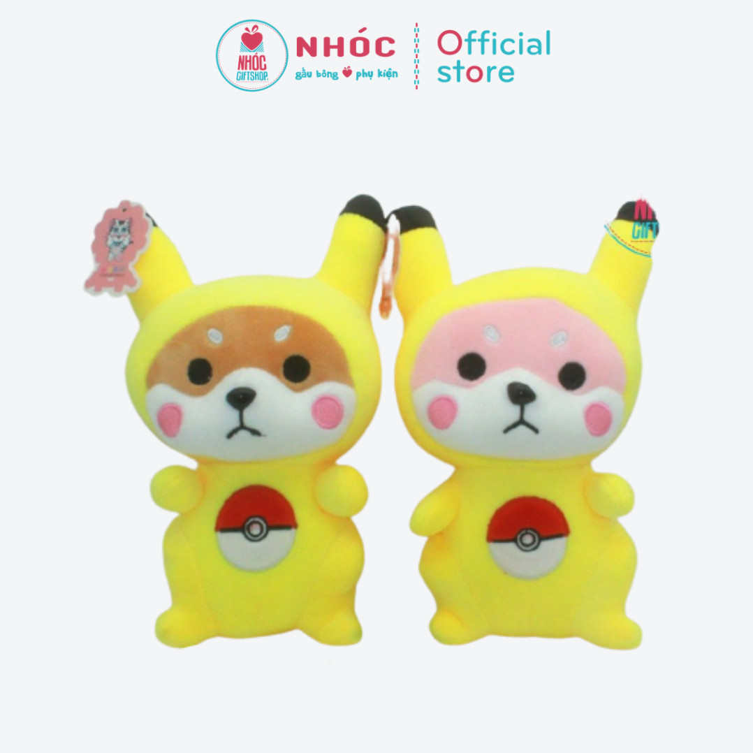 Gấu Bông Hoạt Hình Chó Shiba Áo Pikachu Lông Mịn Bông Mềm Hàng Cao Cấp Đồ Chơi Cho Bé An Toàn Dễ Thương Size Vừa Tay Nhi