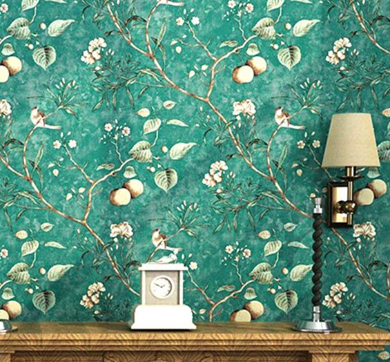 Combo 10 mét giấy dán tường, decal dán tường trang trí nhà cửa CHIM VÀ CÀNH HOA CỔ ĐIỂN khổ 45cm