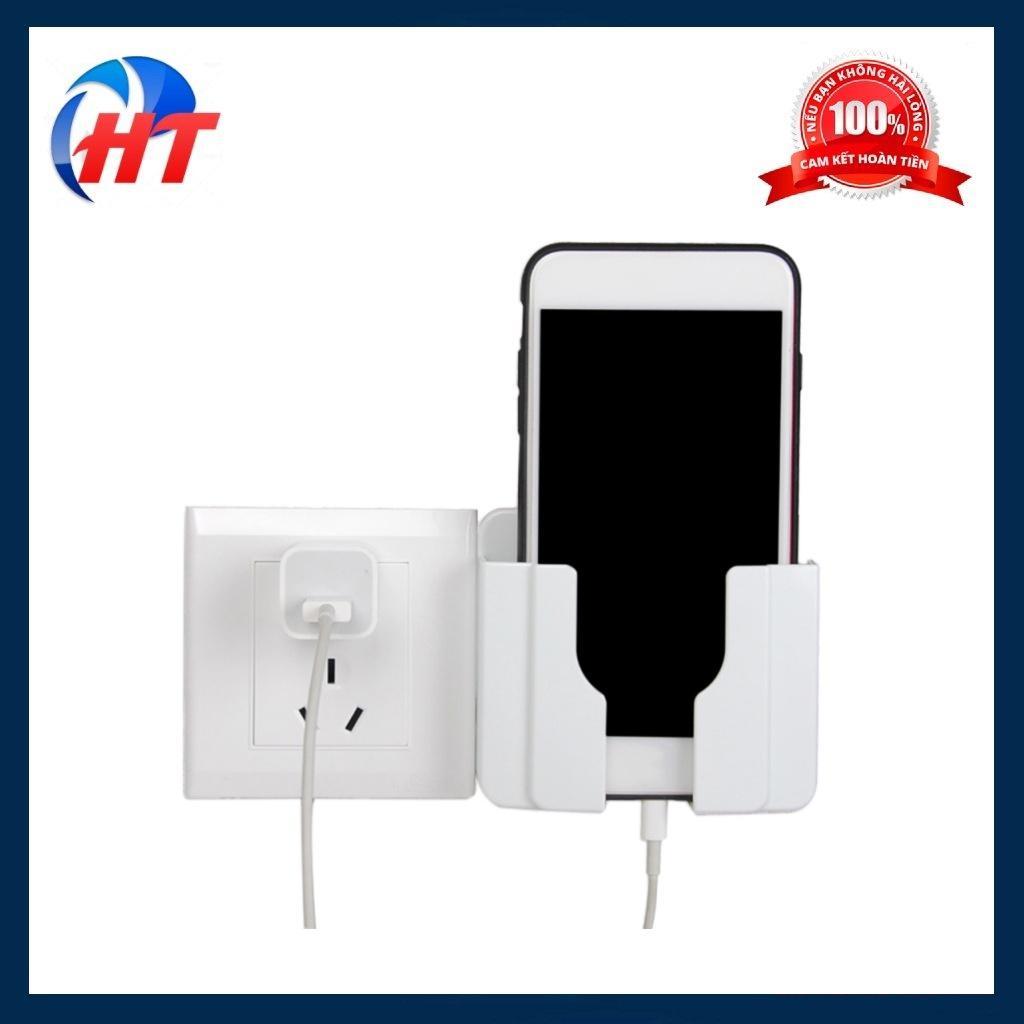 Kệ Dán Tường Để Remote - Giá Đỡ Sạc Điện Thoại Có Móc Treo Giữ Dây Điện - Hàng Chất Lượng