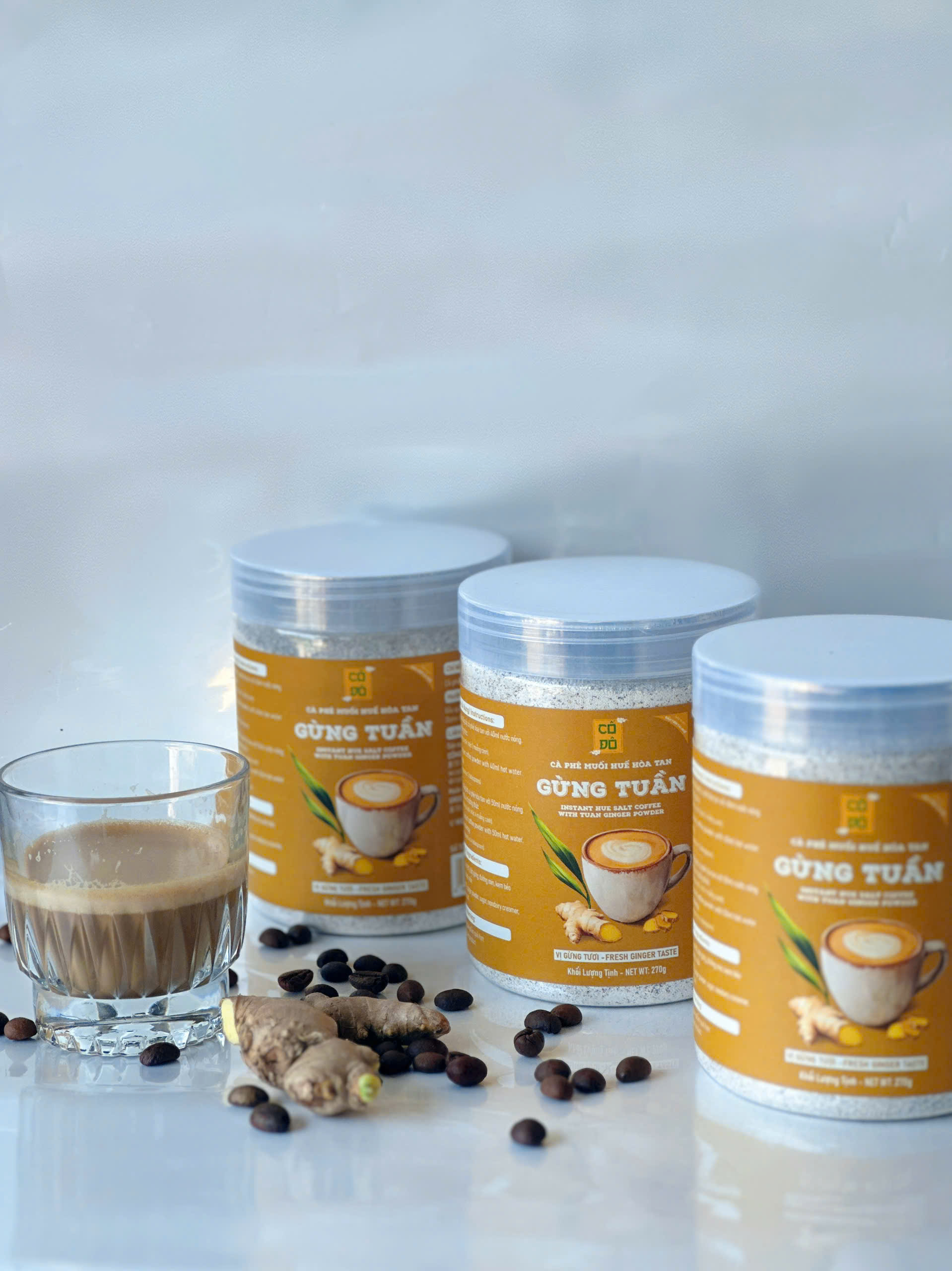 Hũ 270gr cà phê muối Huế hoà tan Gừng Tuần - Tiết kiệm, Tiện lợi hơn