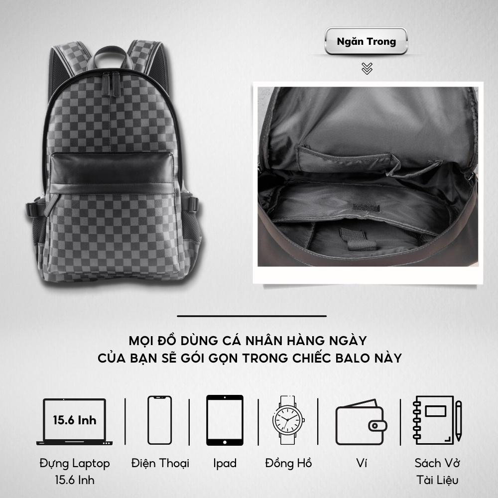 Balo Da Thời Trang Ulzzang Nam Nữ,Da PU Cao Cấp,Đựng Laptop 15,6 inh-Chống nước,Kiểu dáng trẻ trung, cá tính -