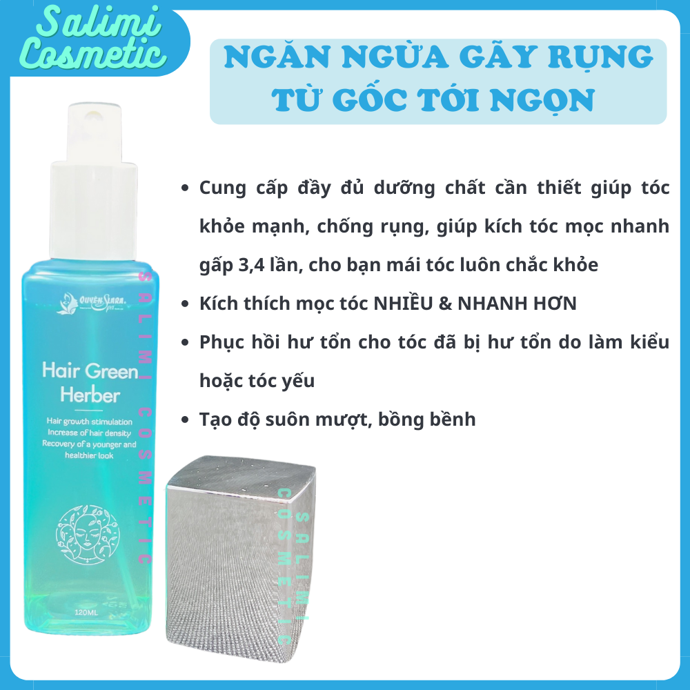 Xịt Kích Mọc Tóc Thảo Dược HAIR GREEN HERBER Dung Tích 120 ml - Phục Hồi Tóc Rụng, Dưỡng Tóc Suôn Mượt, Ngăn Ngừa Gãy Rụng, Làm Chắc Khoẻ Chân Tóc