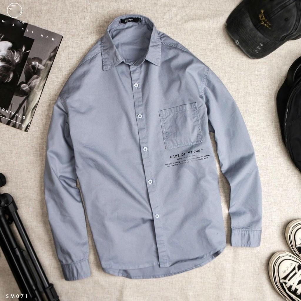 Áo sơ mi nam dài tay phối chữ trước sau trẻ trung, nam tính Mã A259 TOP FASHION SHOP