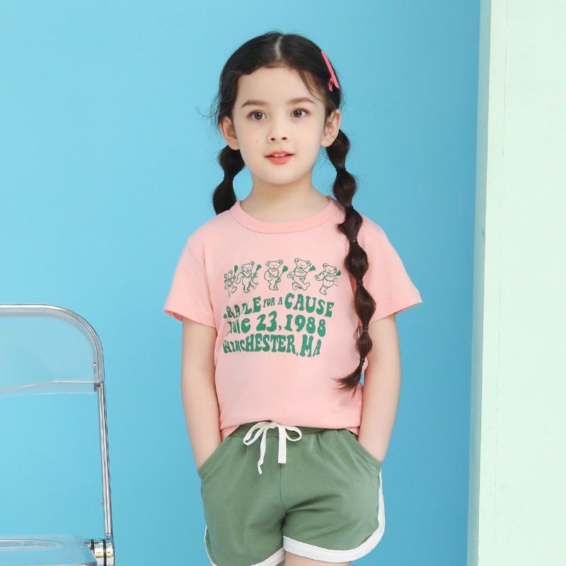 Áo thun bé trai 27kids, áo thun cotton in chữ xuất Âu Mỹ cộc tay hè 2022