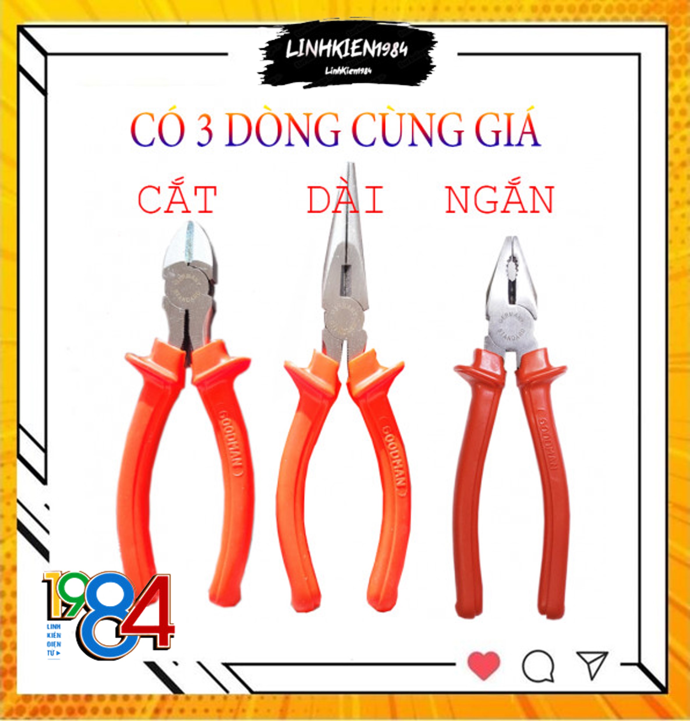 Bộ 3 dòng kìm GOODMAN 6 phân - Cắt - Dài - Ngắn