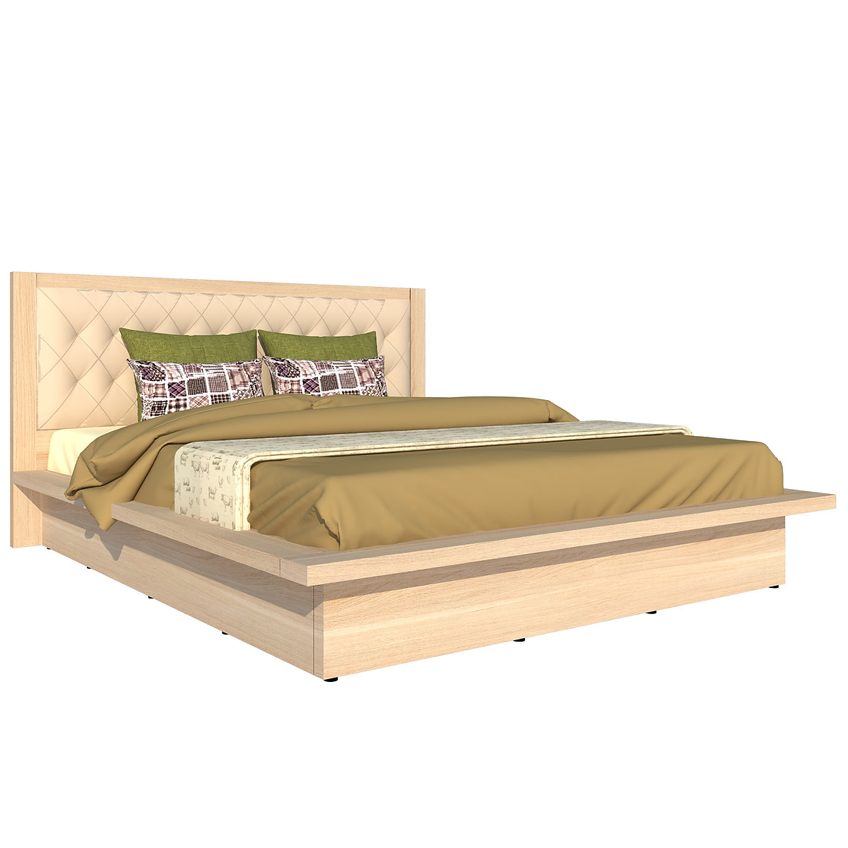 Giường ngủ cao cấp Tundo màu vàng kem 160cm x 200cm