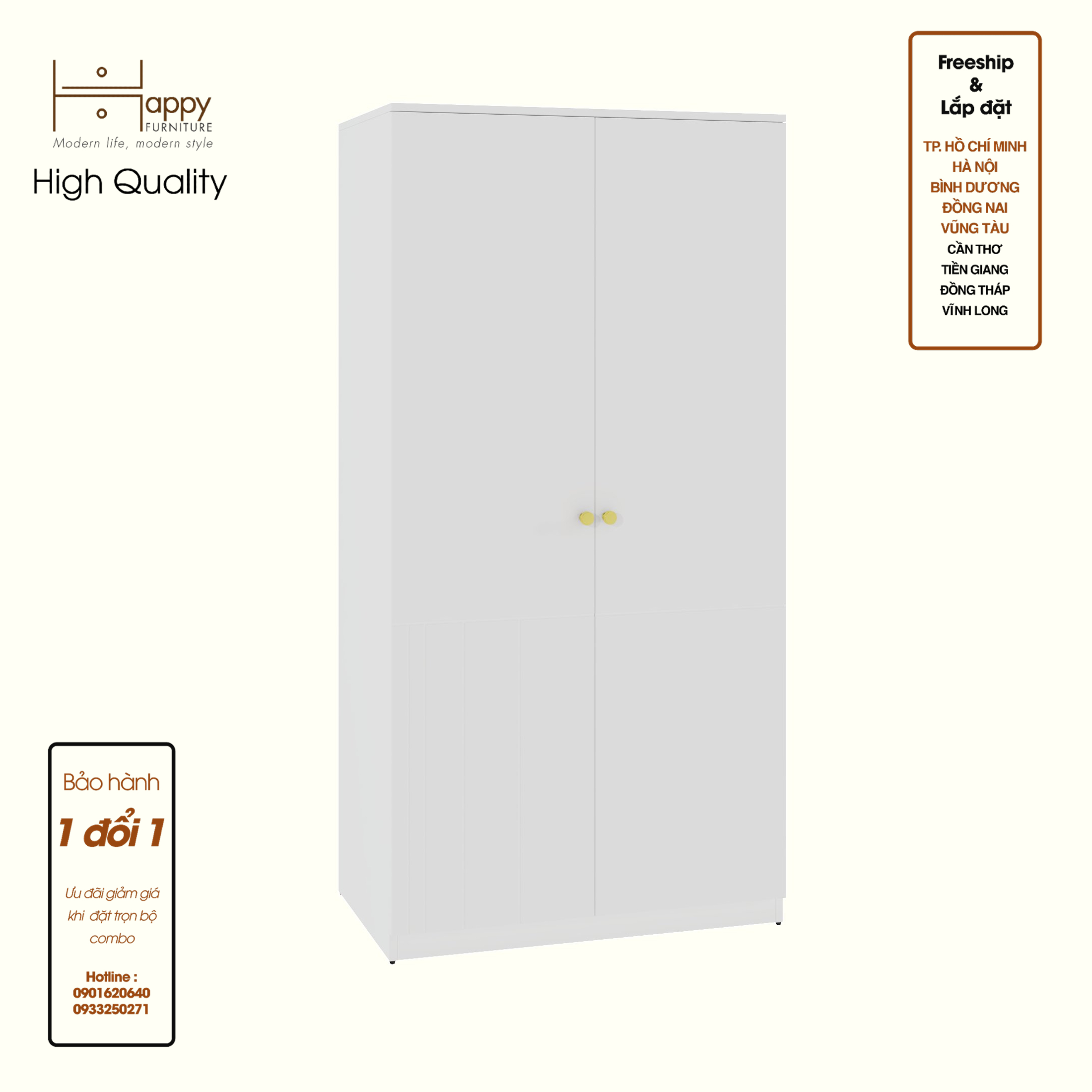 [Happy Home Furniture] JOVIE, Tủ quần áo 2 cánh mở , 90cm x 54cm x 180cm ( DxRxC), TCM_166