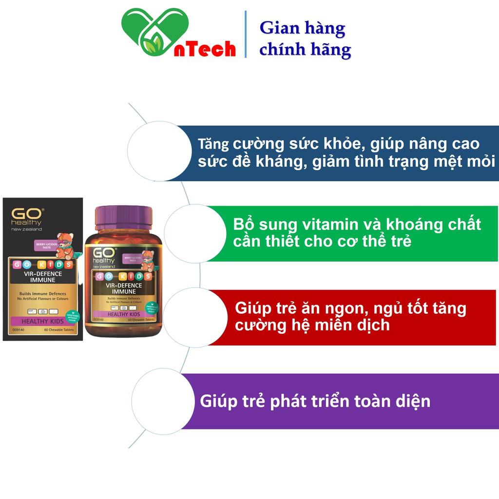 Tăng cường sức đề kháng Go Healthy VIR-DEFENCE IMMUNE tăng cường hệ miễn dịch giúp bé phát triển toàn diện hộp 60 viên