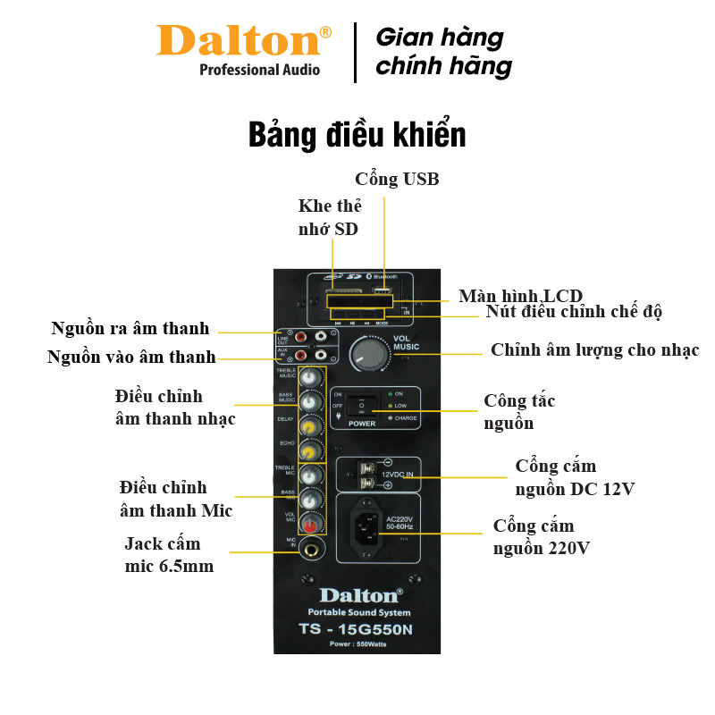 Loa kéo Dalton TS-15G550N - Hàng chính hãng