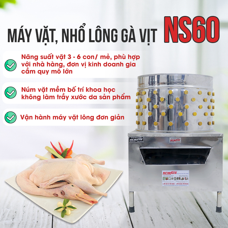 Máy Vặt, Nhổ Lông Gà Vịt Ngan NEWSUN 60 Cm - Hàng Chính Hãng