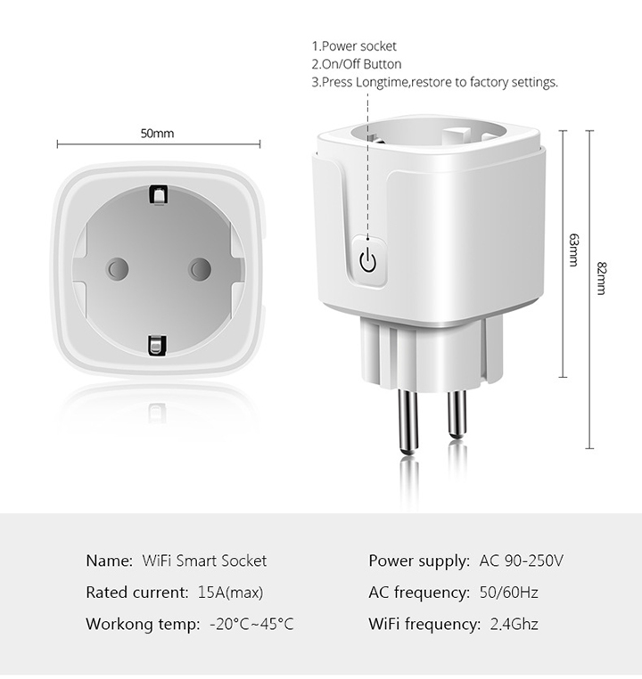 Ổ cắm điều khiển từ xa WiFi sử dụng App Tuya và Smartlife, công tắc wifi, công tắc hẹn giờ