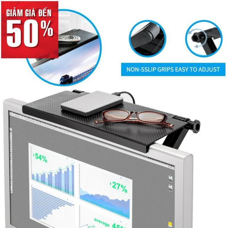Kệ để trên tivi máy tính giá gác đựng đồ treo sau màn hình đa năng thông minh trang trí nhựa đẹp, tiện lợi, gon gàng