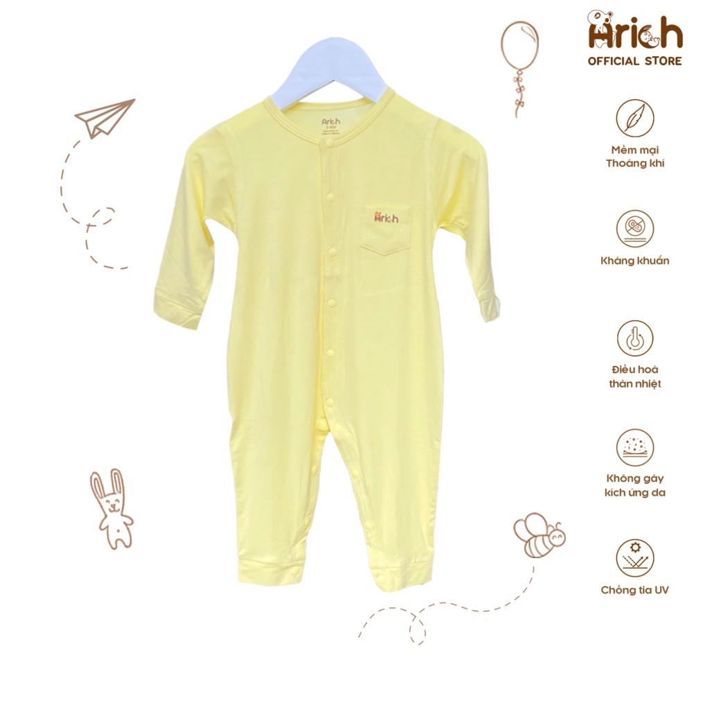 Bộ body dài Arich vải sợi tre màu trơn 150-160k/1 bộ (size 0-3 tháng đến 9-12 tháng)