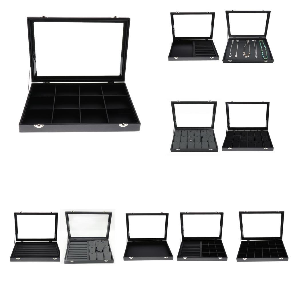 Clear Lid Jewelry Tray Display Organizer Storage Box Case Showcase