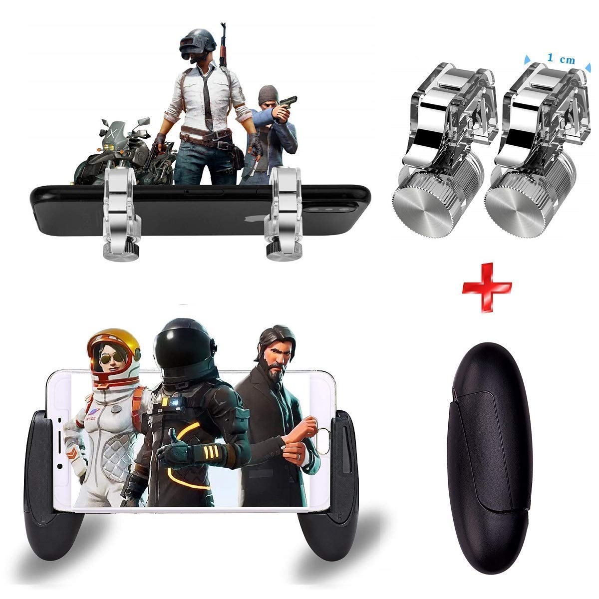 COMBO PUBG Bộ Tay Cầm Chơi Game Trứng + Bộ 2 Nút Controller Chơi Game PUBG R11