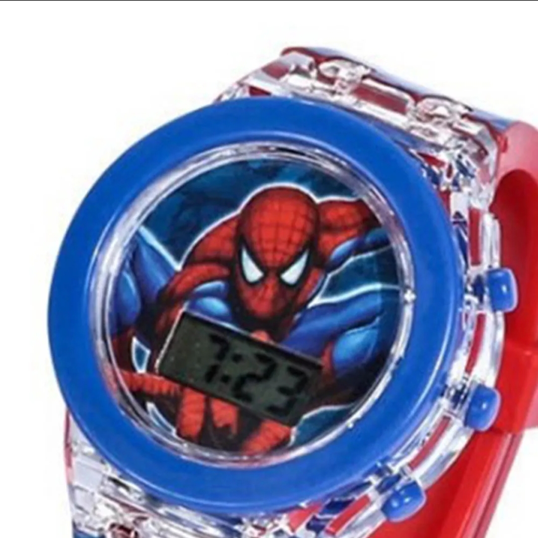 Đồng hồ điện tử đeo tay cho trẻ em bé trai hình siêu nhân người nhện có đèn led phát sáng nổi bật đồng hồ bé trai đồng hồ người nhện phát sáng