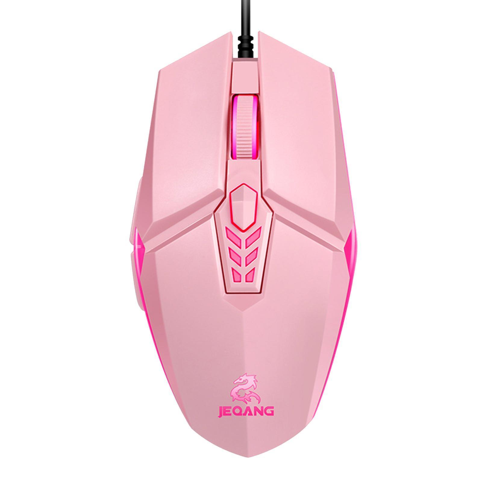 LED Backlit RGB Wired Gaming Mouse 3200 DPI Adjustable Mice Pink