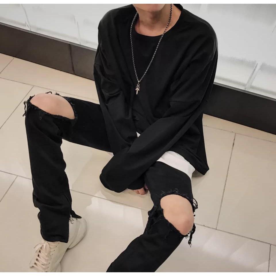 QUẦN JEAN SKINNY RÁCH GỐI KHÓA ZIP GẤU, KHÔNG ZIP GẤU SIÊU CẤP