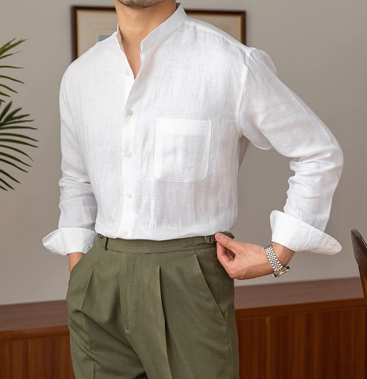 Áo sơ mi Đũi Viêt dài tay màu trơn basic 1 túi ngực phong cách đơn giản, trẻ trung