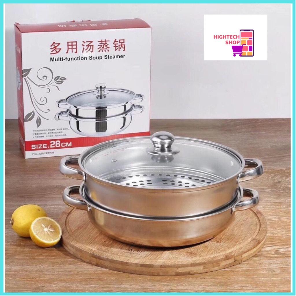 NỒI HẤP XỬNG 2 TẦNG INOX MẶT KÍNH NỒI HẤP BÁNH BAO MẶT KÍNH 28CM