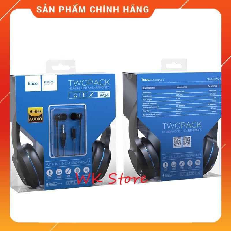 Tai nghe chụp tai cao cấp Hoco W24, kèm dây 3.5 mm (hàng chính hãng)