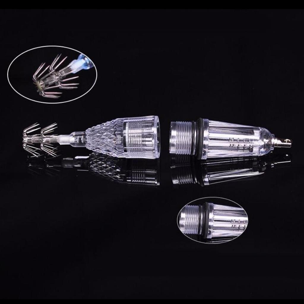 4Pcs Underwater Fishing Light LED Lamp Lure Bait Finder Night Fishing Light with Squid Jig Hook for Shrimp, Prawns, Squid and Fish