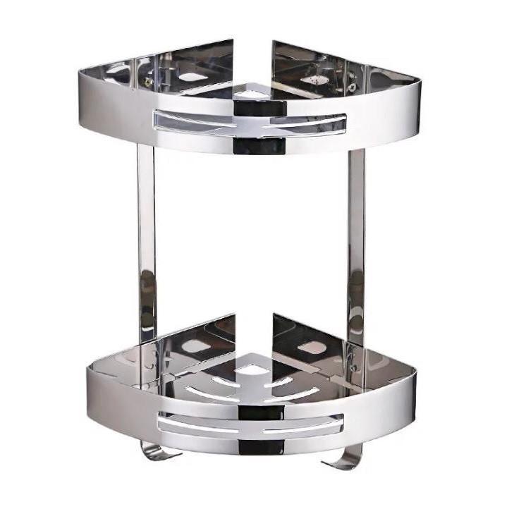 KỆ GÓC 2 TẦNG MÓC BÓNG INOX 304/Kệ góc đa năng nhà tắm inox 304 2tầng tiện nghi sang trọng cao cấp bề mặt bóng