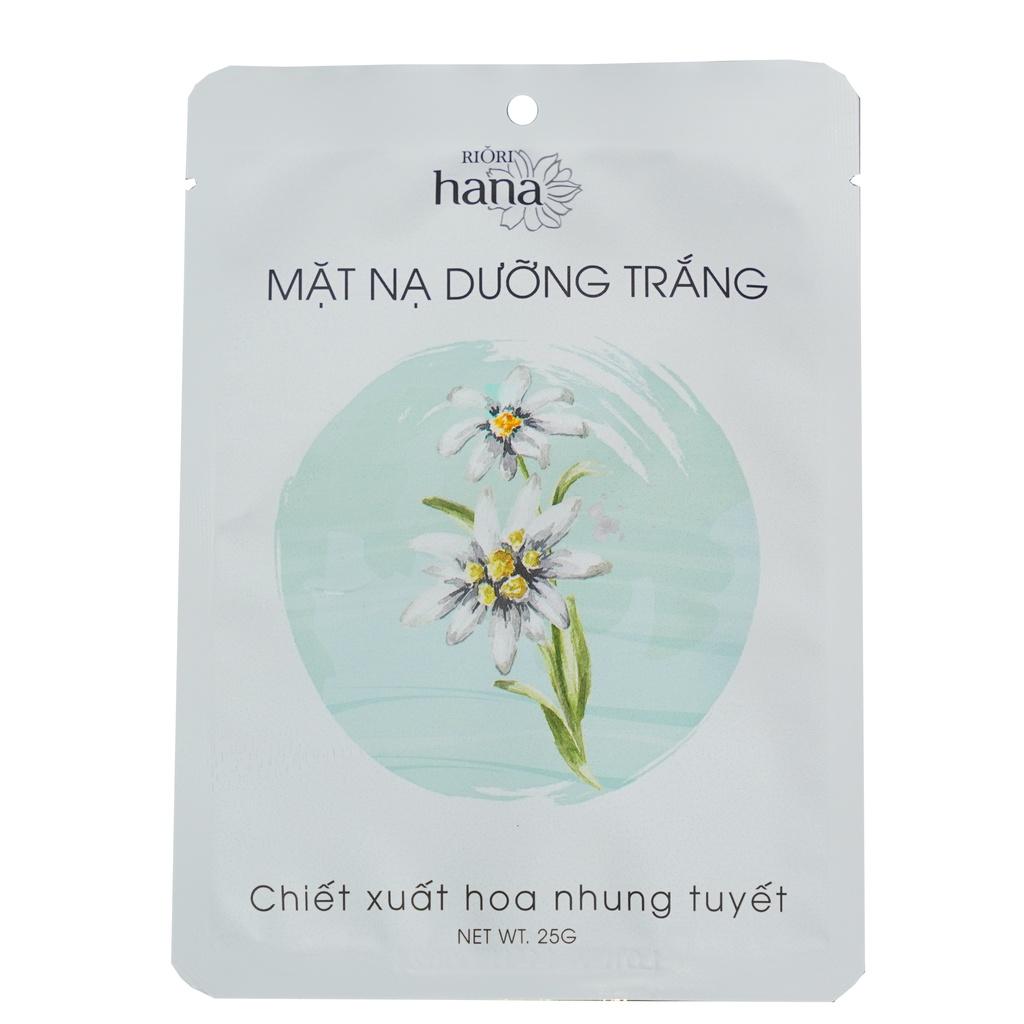 Mặt Nạ Giấy Dưỡng Trắng Mờ Thâm Mụn - Chiết Xuất Hoa Nhung Tuyết RIORI - Hộp 12 miếng