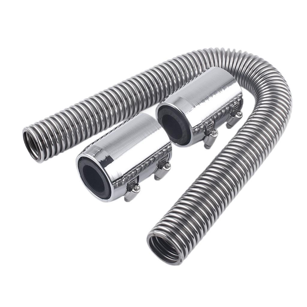 Chrome Stainless Steel Hose Kit 24" UNIVERSAL Aluminum Clamp Covers