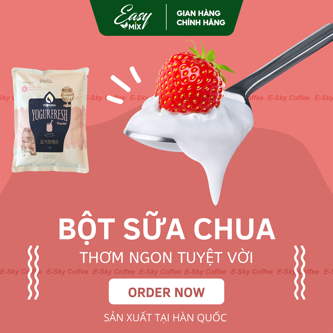 Bột Sữa Chua Pomona Yogurt Powder Nguyên Liệu Pha Chế Sữa Chua Hàn Quốc Gói 1kg