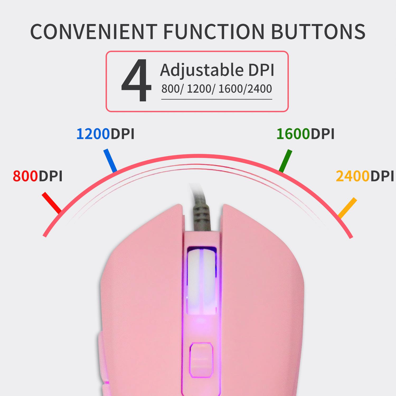 Hồng Chuột Máy Tính Nhiều Màu Sắc Backlit Chuột Quang Có Dây Thời Trang Thủy Thủ Mặt Trăng Chuột Cô Gái Nữ Silent Chuột 2400DPI