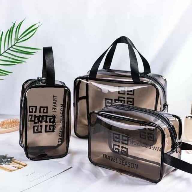 Set 3 Túi Nhựa Trong Suốt Travel Đựng Đồ Đa Năng ,Đựng Mỹ Phẩm,Đồ Dùng Cá Nhân  Mang Theo Tiện Lợi