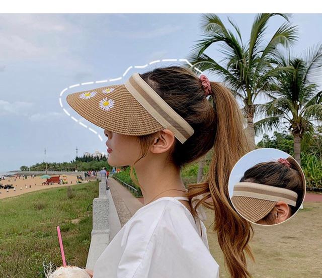 Mũ cói xinh che nắng hoa cúc- Khăn turban