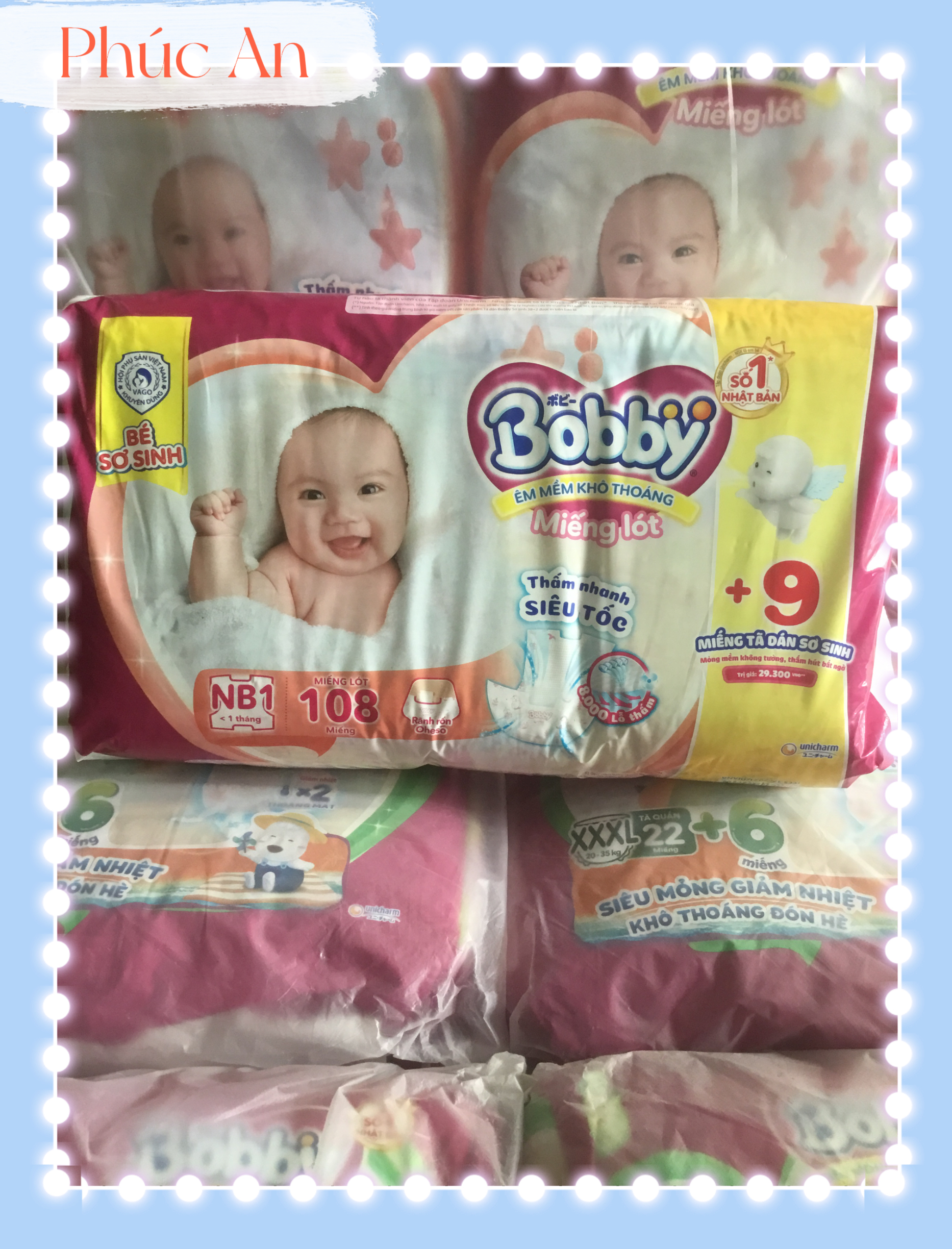 Tặng thêm 6 miếng tã quần bên trong - Miếng Lót Bobby Newborn 1 108 Miếng Êm Mềm Khô Thoáng - Miếng lót sơ sinh Bobby NB1