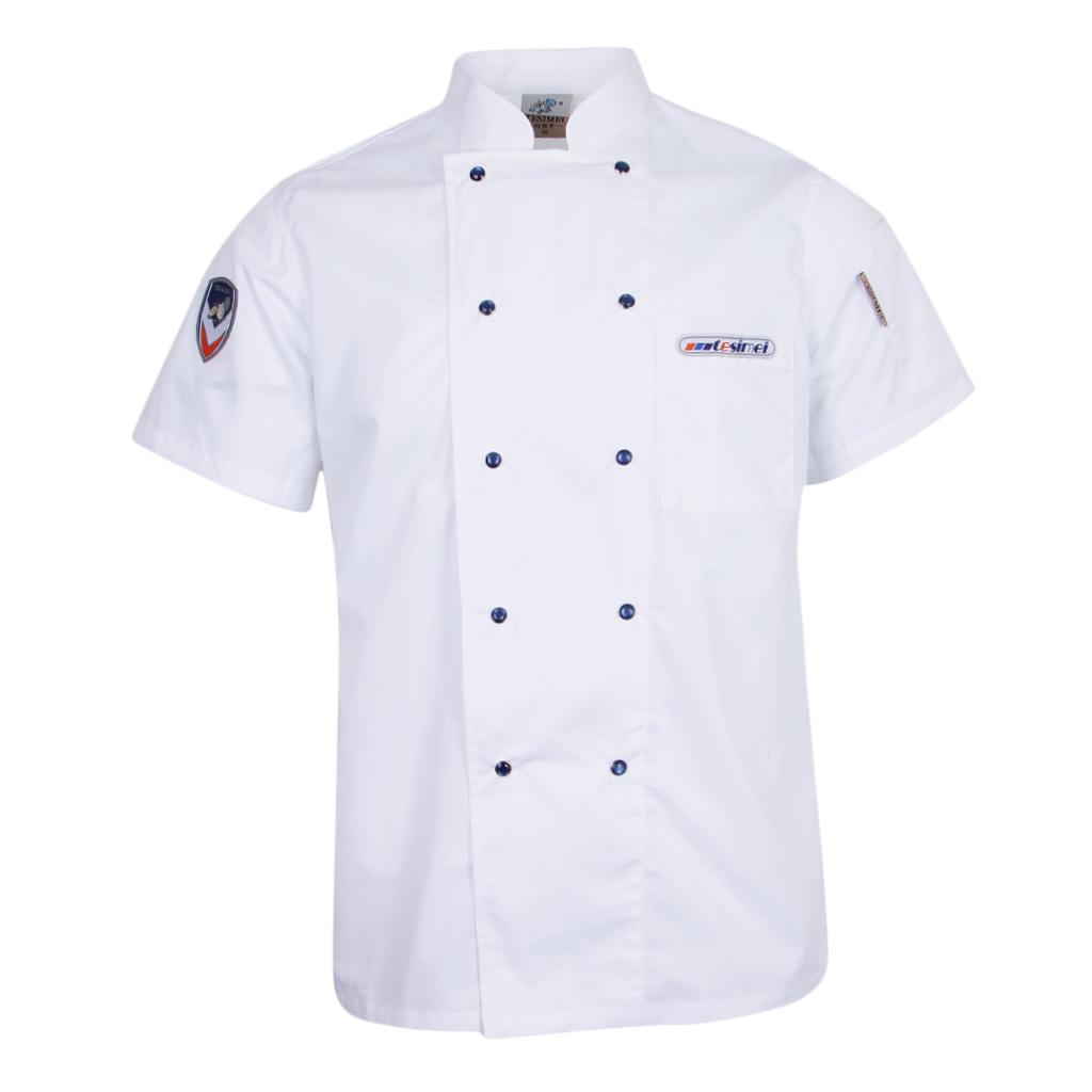 Professional Womens Mens Chef Jacket Coat Uniform Short Sleeve Hotel Kitchen Cook Apparel