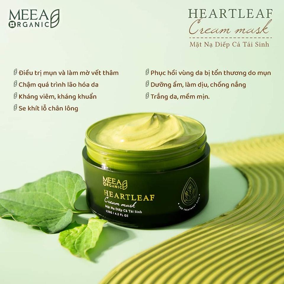 Combo 2 hộp Mặt nạ trắng da diếp cá tái sinh Meea Organic ngừa mụn, dưỡng trắng da, mờ thâm nám, chống lão hoá da 120g