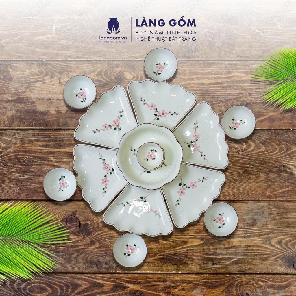 Bộ bàn ăn mặt trời Men kem hoa đào - Size: 55 cm - Gốm sứ Bát Tràng - langgom.vn