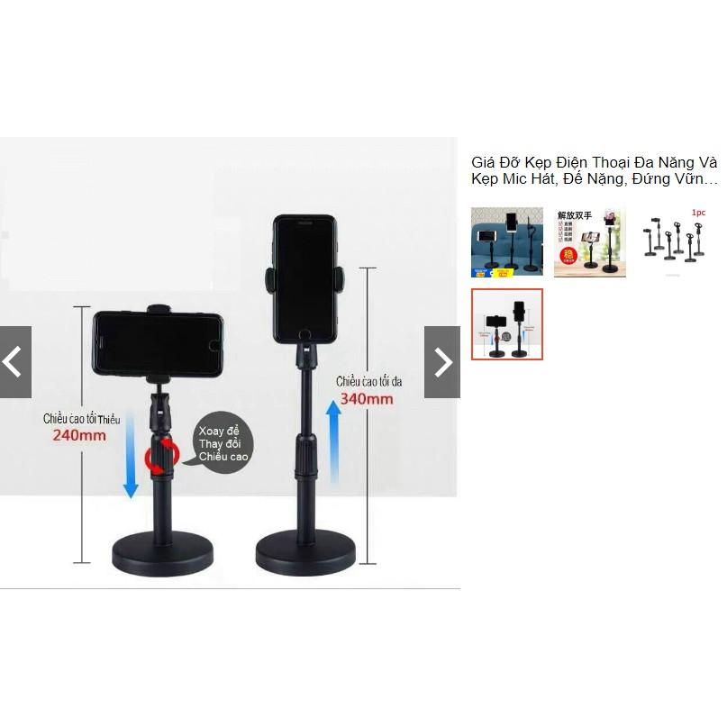 Giá đỡ điện thoại Microphone Stands, kẹp chống lưng 360 ,đế chân tròn để bàn, gia do tiện lợi đa năng