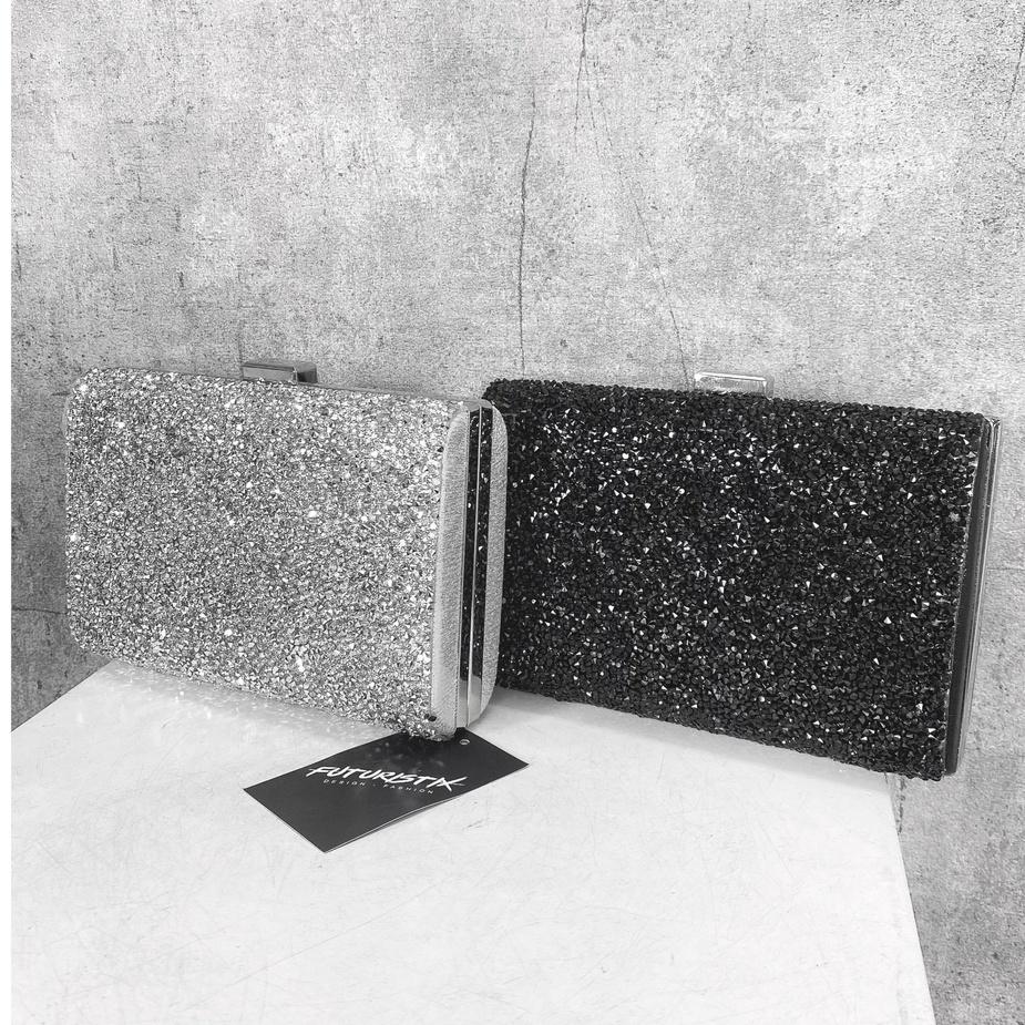 Clutch đính đá lấp lánh, túi đá bling đen, trắng siêu xinh PK081, PK082 FuturistiX