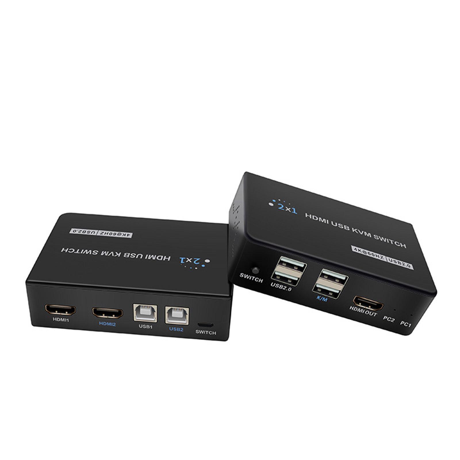 4K HDMI KVM Switch 2 Ports for 2 PC Sharing 1 Set Mouse keyboards Printer