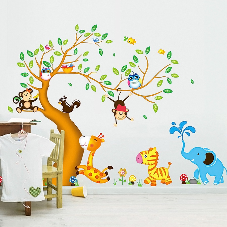 Decal Dán Tường Vườn Thú 10 Binbin EB61 (197 x 135 cm)