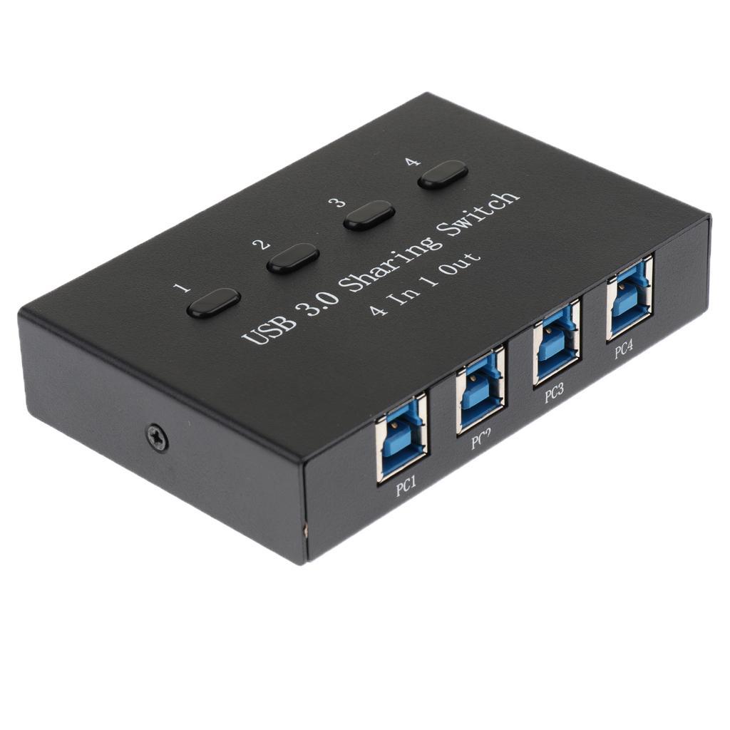 USB 3.0 Sharing Manual Switch KVM Adapter Box 4Ports Hub for Printer